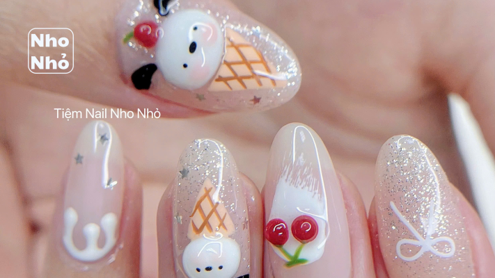 Bộ Nail Ngọt Ngào Đáng Yêu – Xu Hướng Nail Hàn Hot Nhất Hè 2025! 7 Bổ cục chuẩn xác cho móng - Nail Hàn