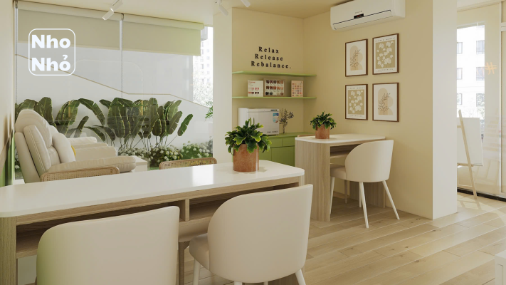 Không gian ấm cúng và cây xanh truyền cảm hứng thư giãn tại Tiệm Nail Nho Nhỏ - Phú Hoàng Anh
